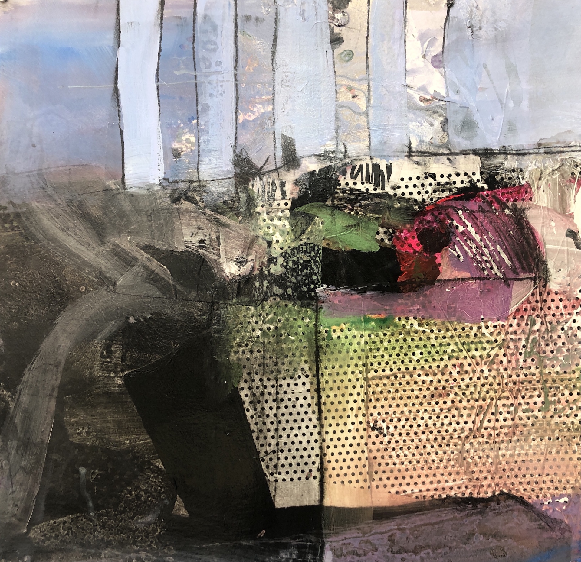 Abstract Acrylic Painting and Collage - Image 8